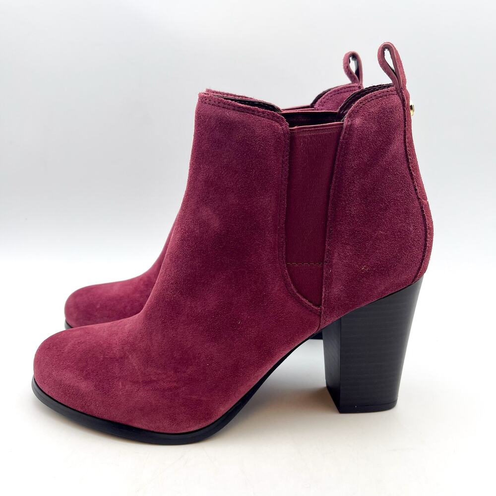 MICHAEL KORS Womens Evaline Booties Size 8.5M Mulberry Red Suede Heeled NWOB - Picture 7 of 14